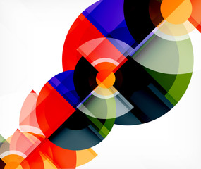 Obraz premium Abstract background, circle and triangle design round shapes overlapping. Geometric trendy template. Vector Illustration For Wallpaper, Banner, Background, Card, Book Illustration, landing page