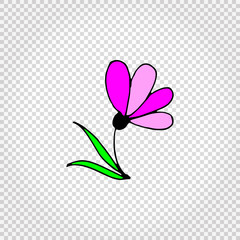 Flower icon. Simple colored hand drawn illustration. Isolated vector.