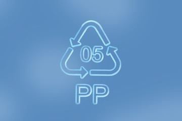 Close-up of plastic recycling symbol PP 05 - Polypropylene