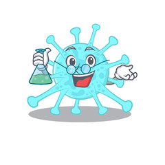cegacovirus smart Professor Cartoon design style working with glass tube