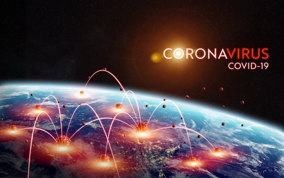 Coronavirus Covid-19 pandemic spreading in the USA between countries and infecting population 3D rendering
