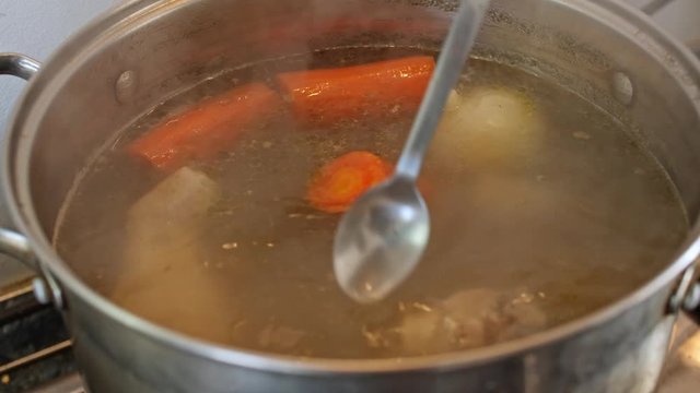 Chicken Soup With Vegetables, Mixing Cooking
