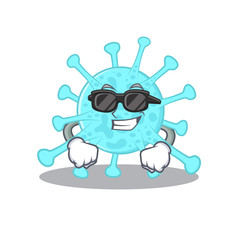 Cool cegacovirus cartoon character wearing expensive black glasses