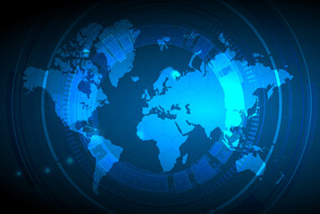 World map page symbol for your web site design World map logo, app, UI. Wire frame 3D mesh polygonal network line, design sphere, dot and structure.