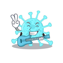 Talented musician of cegacovirus cartoon design playing a guitar