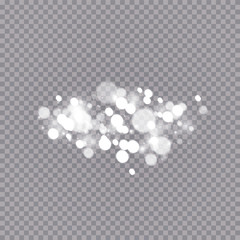 Glowing light effect with many glitter particles isolated on transparent background. Vector starry cloud with dust. Magic christmas decoration