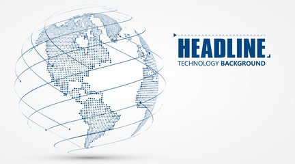 3D earth graphic symbolizing global trade, vector illustration.