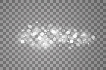 Glowing light effect with many glitter particles isolated on transparent background. Vector starry cloud with dust. Magic christmas decoration