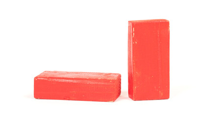 Vintage red building blocks isolated on white