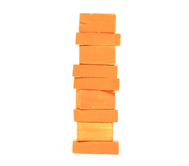 Vintage orange building blocks isolated on white