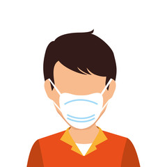 young man with face mask isolated icon vector illustration design
