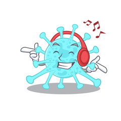 cegacovirus Cartoon in design concept listening music