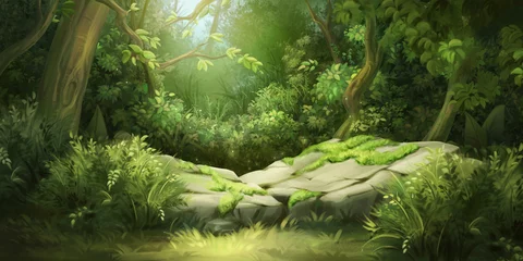  Diep bos. Fantasie achtergrond. Concept kunst. Realistische illustratie. Video Game digitale CG Artwork achtergrond. Natuur landschap. © info@nextmars.com