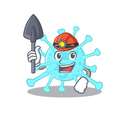 cegacovirus miner cartoon design concept with tool and helmet
