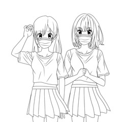 girls using face masks anime characters