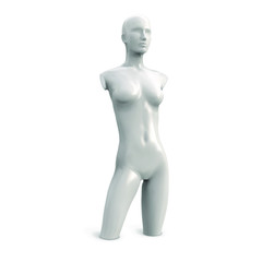 Body of female mannequin white color without hands and without legs. Vector illustration.