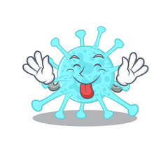 An amusing face cegacovirus cartoon design with tongue out