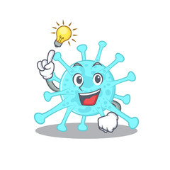 Mascot character design of cegacovirus with has an idea smart gesture