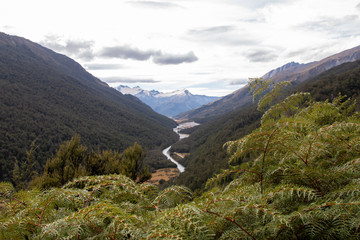 View to Rees River from above. Otago, New Zealand