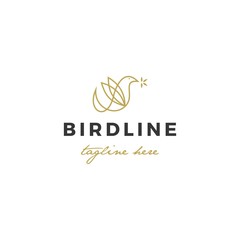 Bird line logo design vector illustration