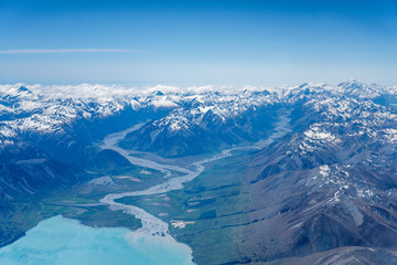Fototapeta premium Hopkins valley, from above lake Ohau, New Zealand