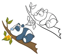 Küchenrückwand glas motiv Vektor-Illustration eines niedlichen Cartoon-Charakters Panda für Sie Design und Computerspiel. Malbuch Gliederung © liusa
