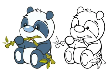 Poster Vectorillustratie van een schattige Cartoon karakter Panda voor je ontwerp en computerspel. Kleurboekoverzicht © liusa