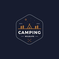 Camping badge logo design vector illustration