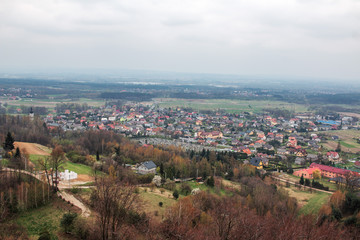 Fototapeta na wymiar Lipowiec Castle Babice Poland view from above