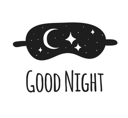 Fototapeta premium Hand drawn set of Sleeping Mask.Vector Cozy Illustration. Creative artwork. Doodle drawing Sleep Routine objects