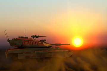 Fototapeta na wymiar camouflage for desert tank with design that not exists on sunset, high resolution patriotic concept - military 3D Illustration