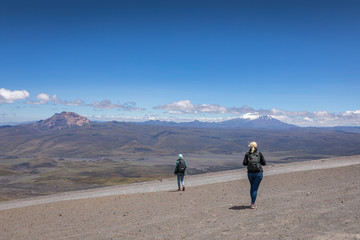 View from Cotopaxi volvcano during trekking trail. Cotopaxi National Park, Ecuador. South America.