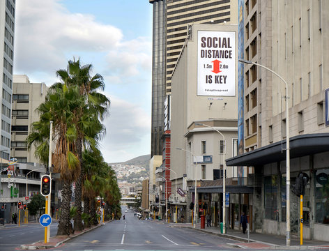 Cape Town, South Africa - 6 April 2020 : Empty Streets In Cape Town During The Coronavirus Lockdown