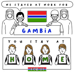 Covid-19 quotes from hospital workers with national flag : I stayed at work for you, You stay at home for us. : Vector Illustration