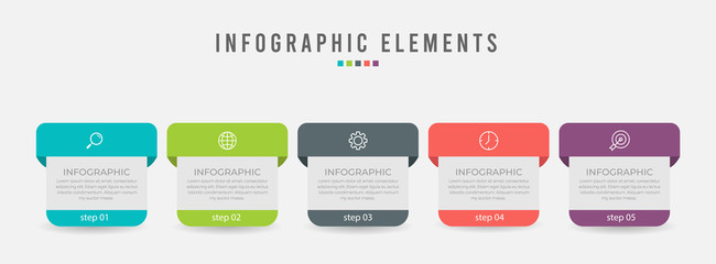 Business infographic element with 6 options, steps, number vector template design
