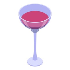 Full red wine glass icon. Isometric of full red wine glass vector icon for web design isolated on white background