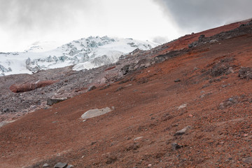 View from Cotopaxi volvcano during trekking trail. Cotopaxi National Park, Ecuador. South America.