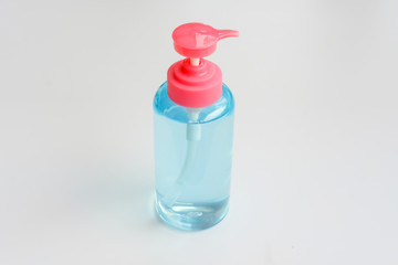 plastic bottle with liquid alcohol