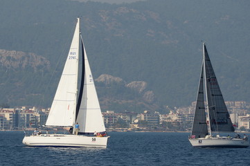 Yachts in the bay near the Turkish city of Marmaris