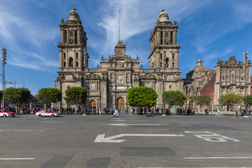 Fototapeta na wymiar Exterior Metropolitan Cathedral in Mexico City, Latin America.