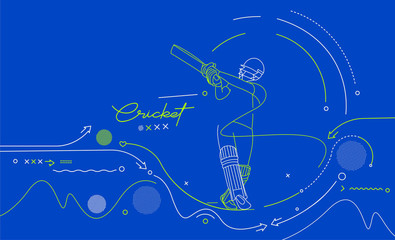 Obraz premium Cricket horizontal banner batsman championship background. Use for cover, poster, template, brochure, decorated, flyer, banner.