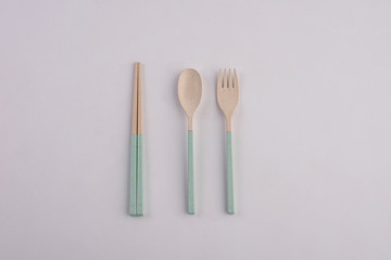 spoon and fork isolated on white background