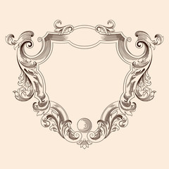 Vintage antique ornament in classic style for print design isolated on a beige background.