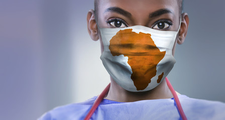 AFRICA - Coronavirus surgical mask doctor wearing face protective mask against corona virus banner...