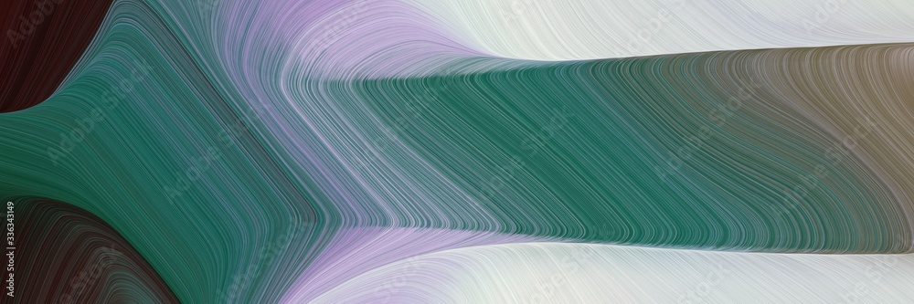 Poster abstract colorful designed horizontal header with teal blue, light gray and dark slate gray colors. fluid curved flowing waves and curves