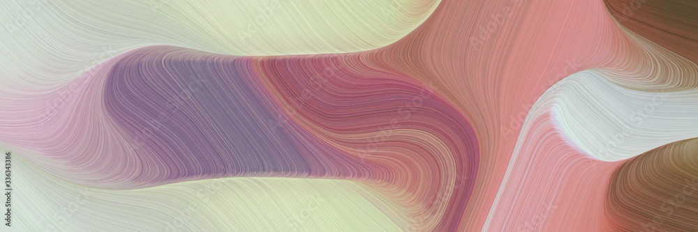 Poster abstract moving designed horizontal header with dark gray, rosy brown and pastel brown colors. fluid curved lines with dynamic flowing waves and curves