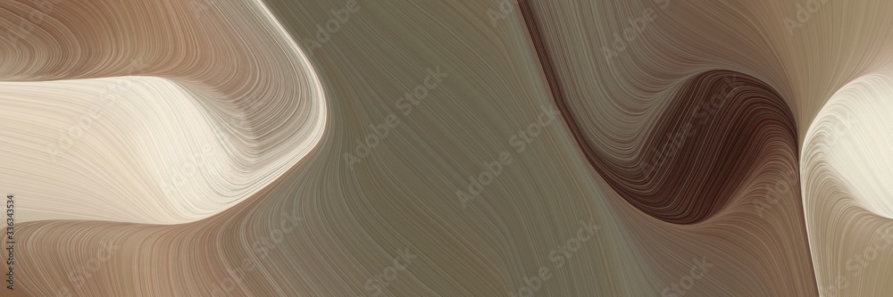 Poster abstract moving horizontal header with pastel brown, pastel gray and tan colors. fluid curved flowin