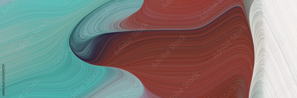 Poster abstract modern designed horizontal header with old mauve, cadet blue and beige colors. fluid curved