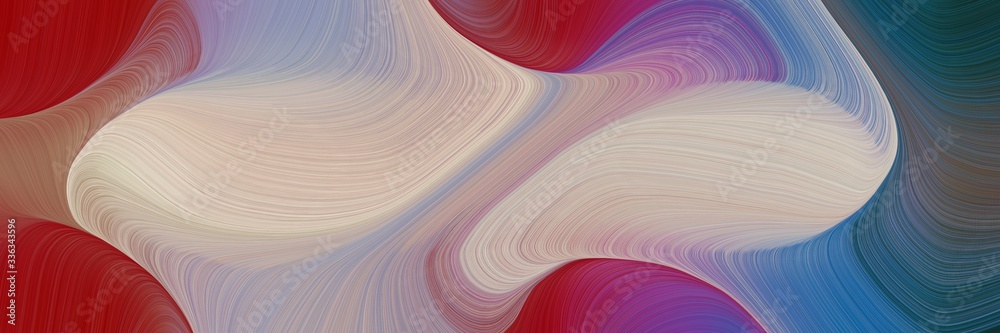 Poster abstract decorative designed horizontal header with dark gray, dark slate gray and dark moderate pink colors. fluid curved flowing waves and curves
