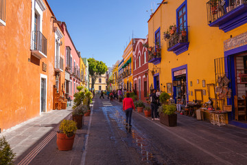 Morning streets in Puebla - one of the five most important Spanish colonial cities in the country. Famous history and architectural styles.